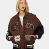 Loiter Ethereal Letterman Varsity Jacket Brown & Black