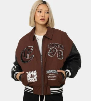 Loiter Ethereal Letterman Varsity Jacket Brown & Black