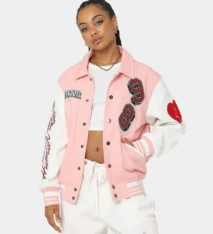 Loiter Varsity Letterman Pink Jacket