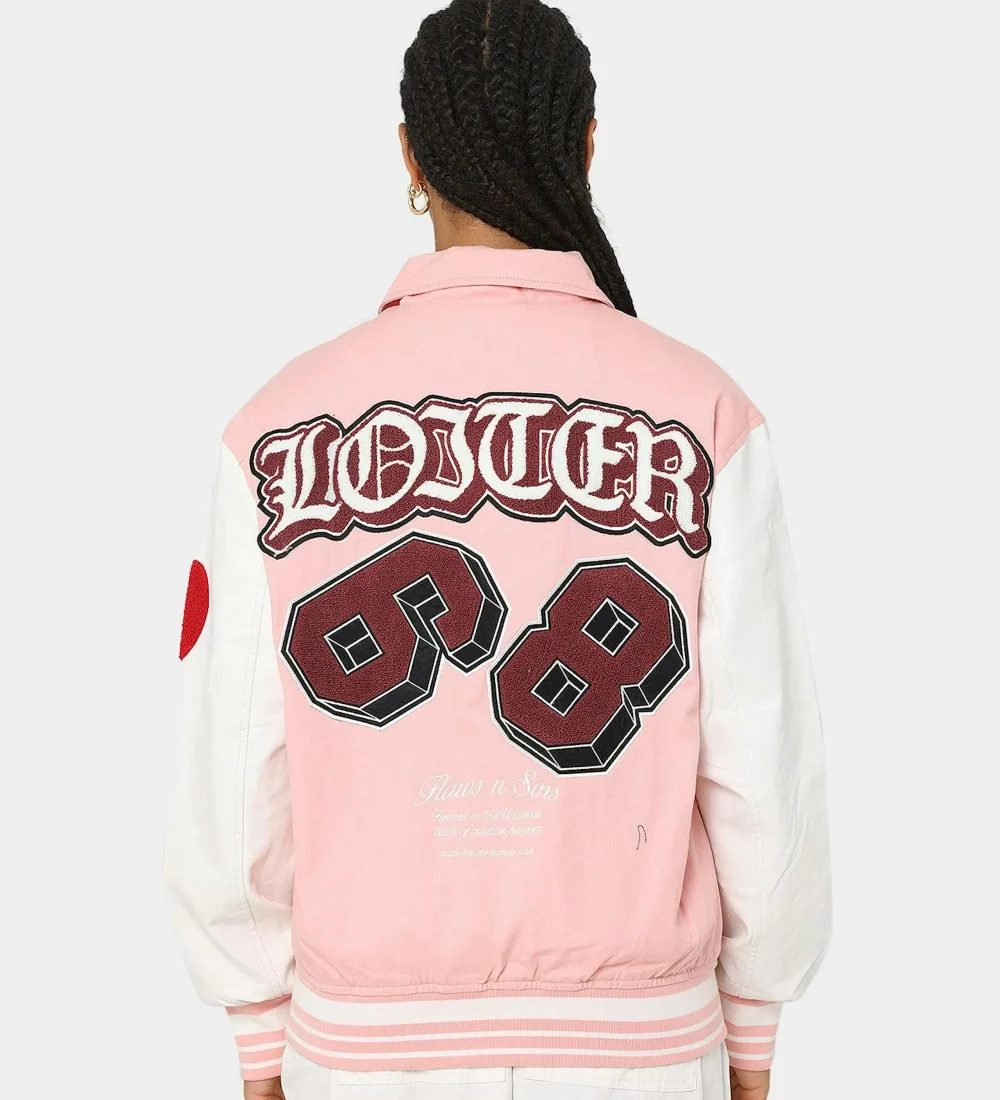 Alternative view of Loiter Varsity Letterman Pink Jacket