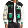 Men's Black Letterman Varsity Jacket Wool & Leather