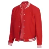 Men's Plain Red Wool Varsity Jacket - Baseball Letterman Style - Image 4