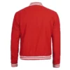 Men's Plain Red Wool Varsity Jacket - Baseball Letterman Style - Image 2