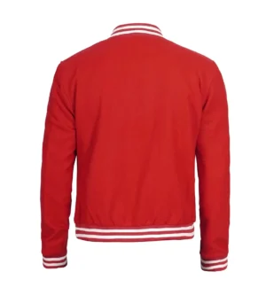 Alternative view of Men's Plain Red Wool Varsity Jacket - Baseball Letterman Style