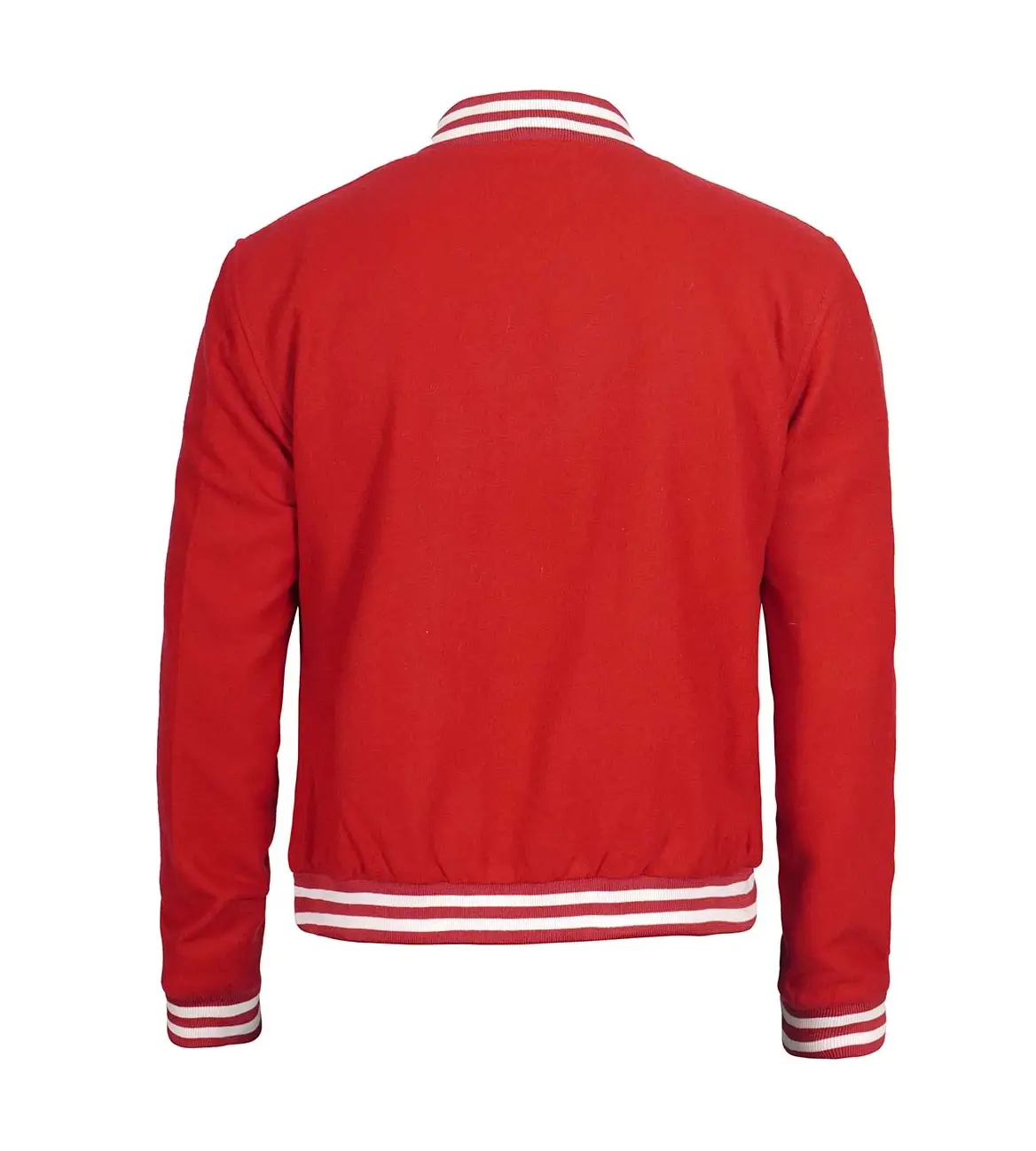 Men's Plain Red Wool Varsity Jacket - Baseball Letterman Style - Image 2