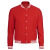 Men's Plain Red Wool Varsity Jacket - Baseball Letterman Style
