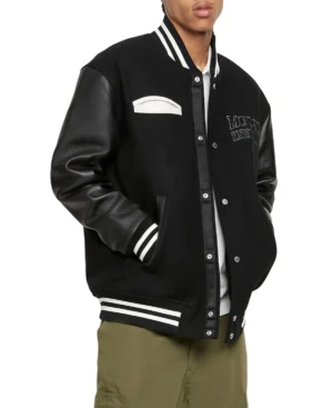 Moose Bomber Letterman Varsity Jacket Wool & Leather