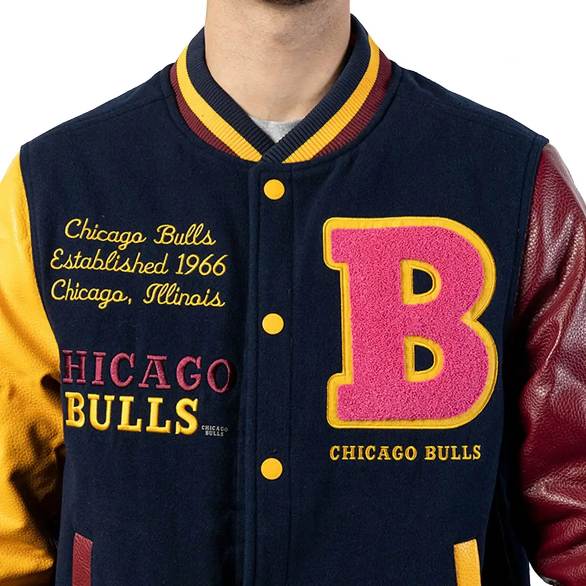 The Chicago Bulls Letterman Color Pack Jacket features chest with embroidered - Image 3
