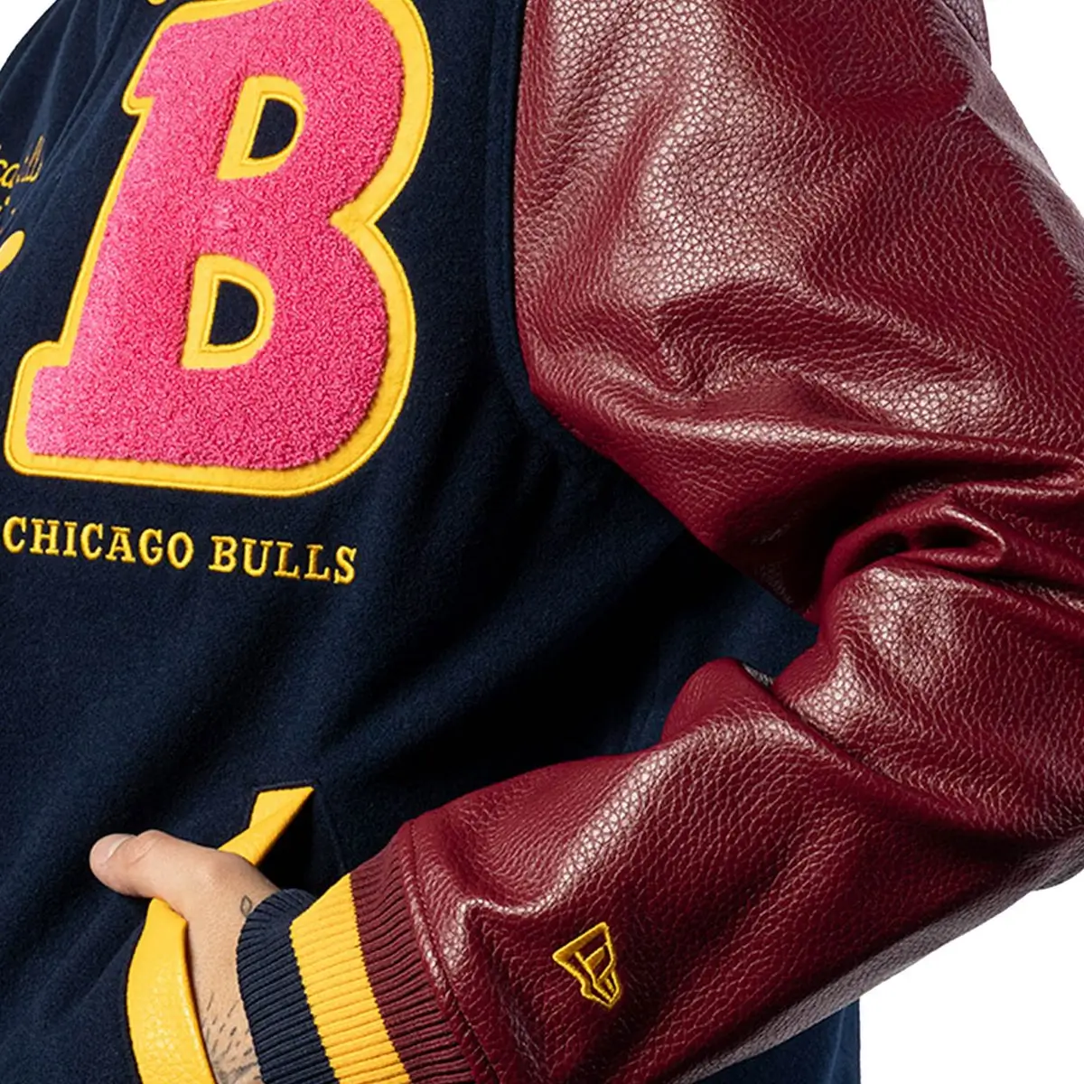 The Chicago Bulls Letterman Color Pack Jacket features chest with embroidered - Image 4