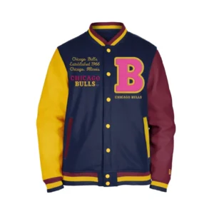 The Chicago Bulls Letterman Color Pack Jacket features chest with embroidered
