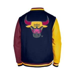 Alternative view of The Chicago Bulls Letterman Color Pack Jacket features chest with embroidered
