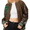 Y2K Woman's Oversized Letterman Baseball Jacket - Image 2