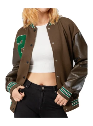 Alternative view of Y2K Woman's Oversized Letterman Baseball Jacket