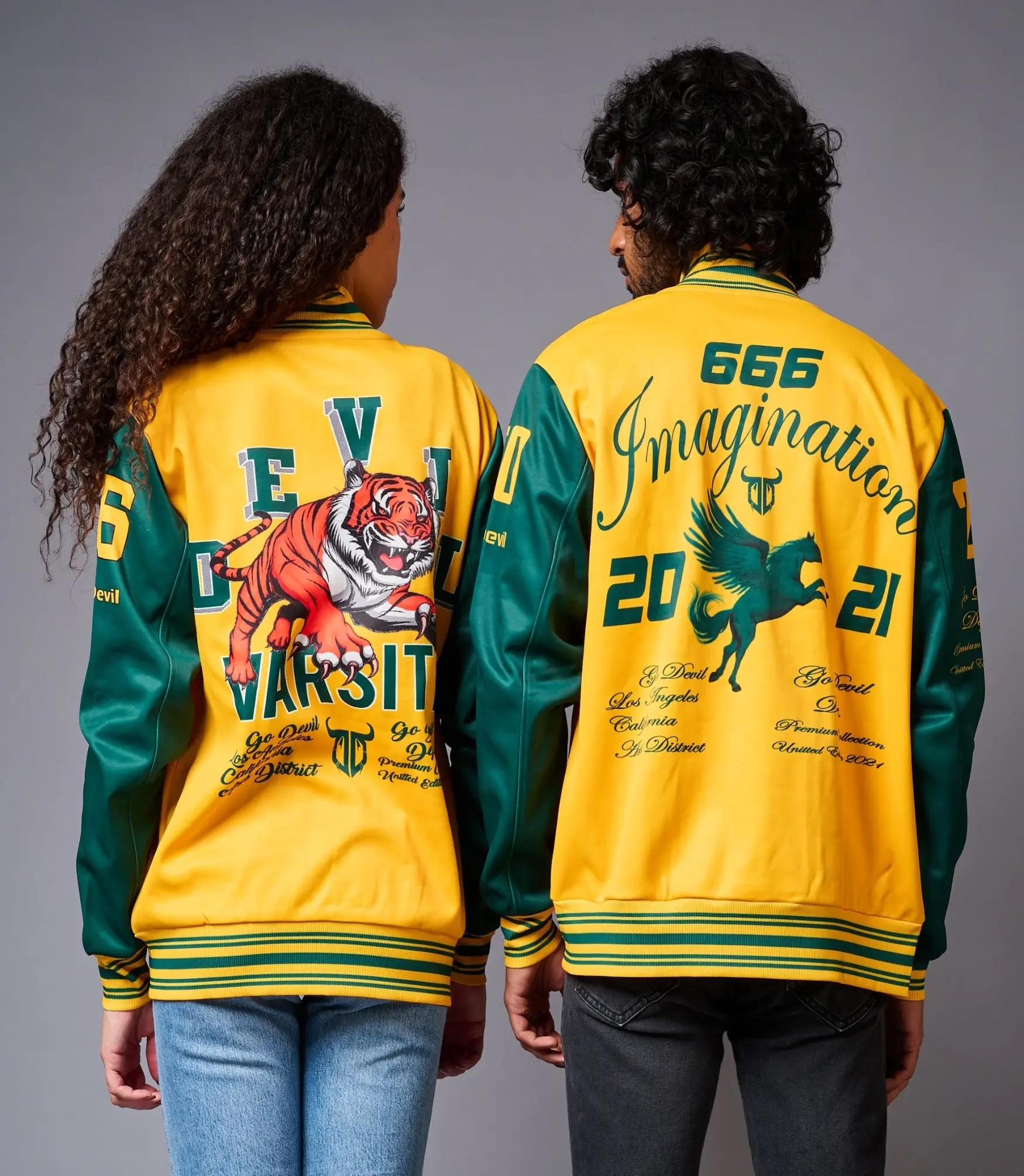 Yellow & Green Letterman Couples Coord Varsity Jacket - Image 6