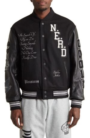 Men's Nerd Varsity Letterman Jacket Leather & Wool