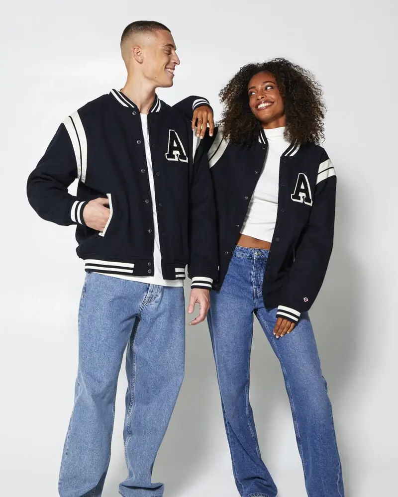 Classic Couple Letterman Varsity Jacket Stripe Style - Image 2