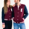 College Letterman Varsity Jacket Wine and Navy Blue