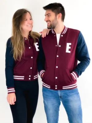 College Letterman Varsity Jacket Wine and Navy Blue