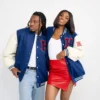 Howard Varsity Letterman Leather Jacket Navy Blue & White
