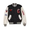 Chicago Bulls MA-1 Bomber Black & White Satin Jacket