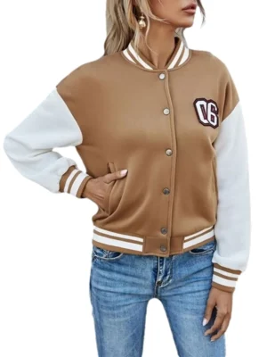Alternative view of Woman Letter Letterman Print Baseball Varsity Jacket
