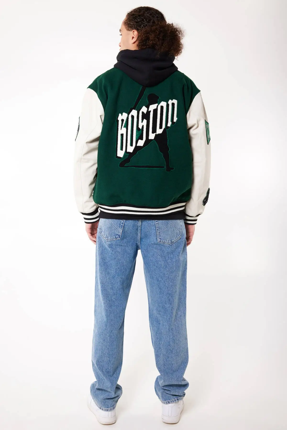 Boston Baseball Letterman Varsity Green Jacket - Image 4