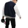 Jack & Jones Letterman Varsity Jacket Wool & Leather - Image 2