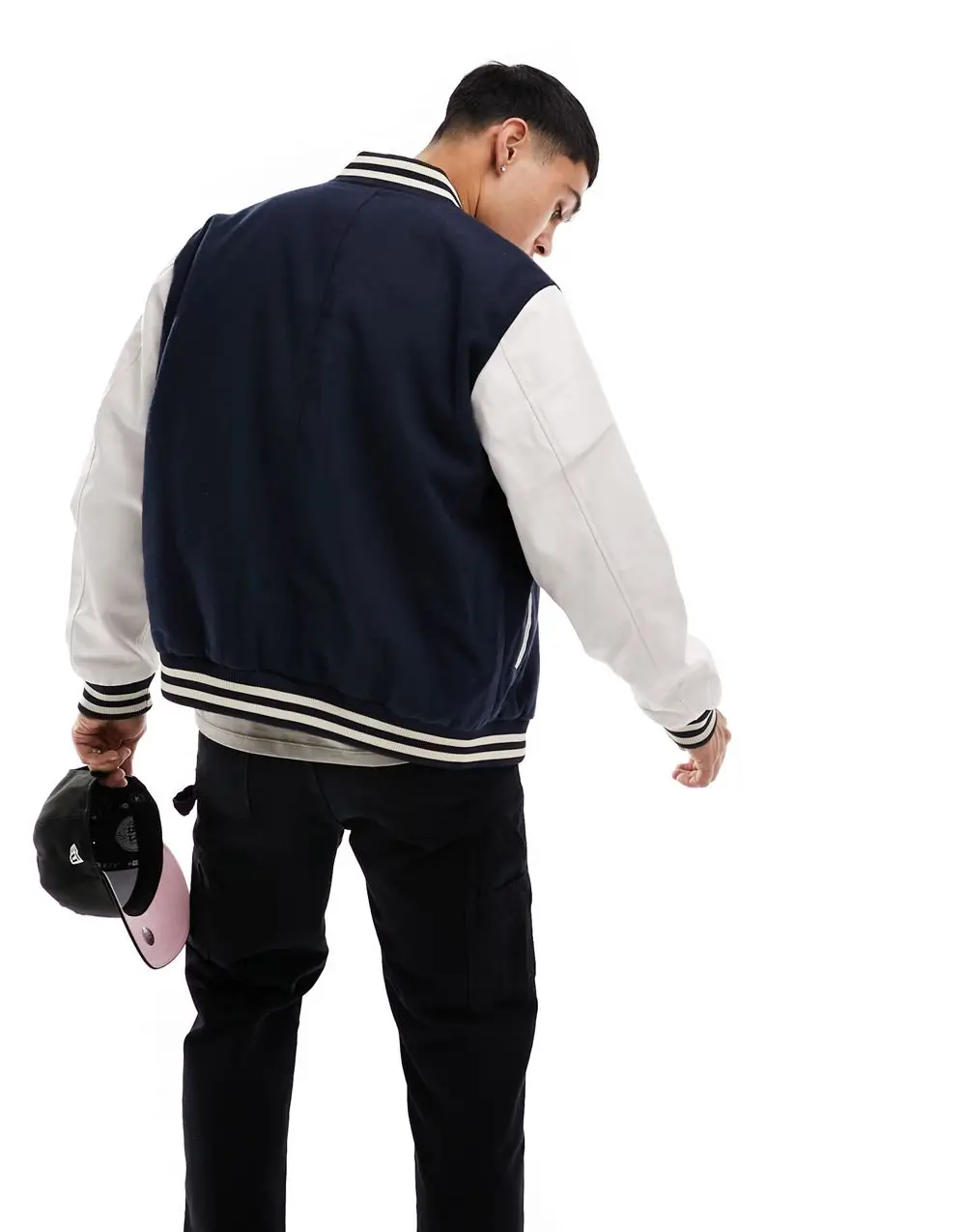 Jack & Jones Letterman Varsity Jacket Wool & Leather - Image 2