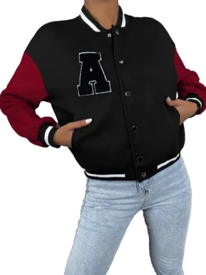 Alternative view of Women's Casual Baseball Varsity Letterman Jacket