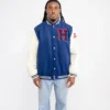 Howard Varsity Letterman Leather Jacket Navy Blue & White - Image 4