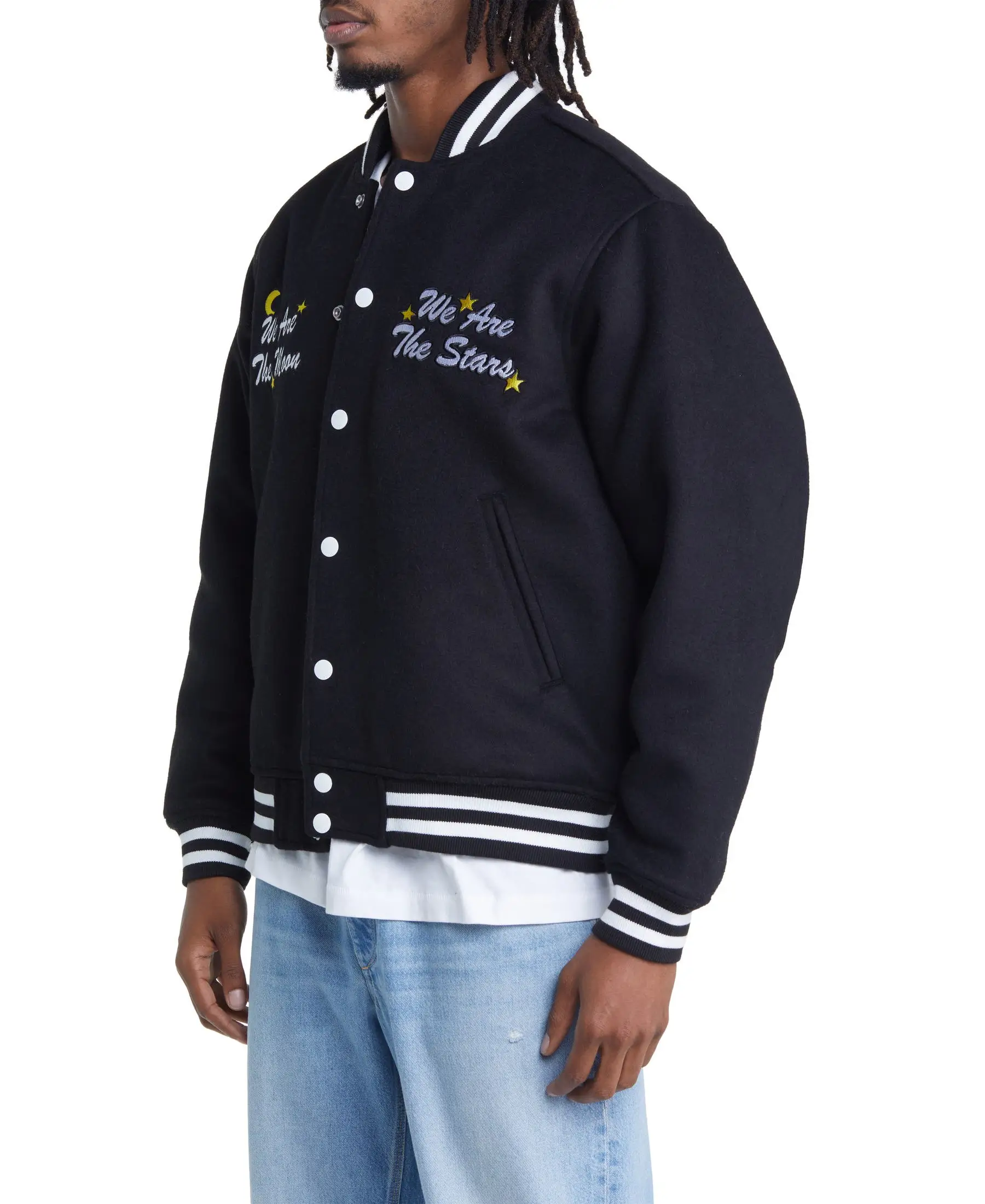 Obey Wizard Letterman Varsity Jacket Black - Image 3
