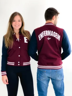 Alternative view of College Letterman Varsity Jacket Wine and Navy Blue