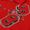 loiter Flaws Varsity Letterman Jacket Red & White - Image 3