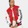 loiter Flaws Varsity Letterman Jacket Red & White