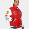 loiter Flaws Varsity Letterman Jacket Red & White - Image 6