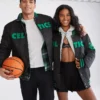 Boston Celtics Letterman Bomber Couple Black Varsity Jacket - Image 3