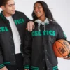 Boston Celtics Letterman Bomber Couple Black Varsity Jacket - Image 4