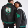 Boston Celtics Letterman Bomber Couple Black Varsity Jacket - Image 2
