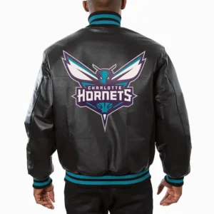 Alternative view of Charlotte Hornets  Full Leather Black Varsity Jacket