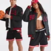 Chicago Bulls Letterman Bomber Couple Black Varsity Jacket - Image 4
