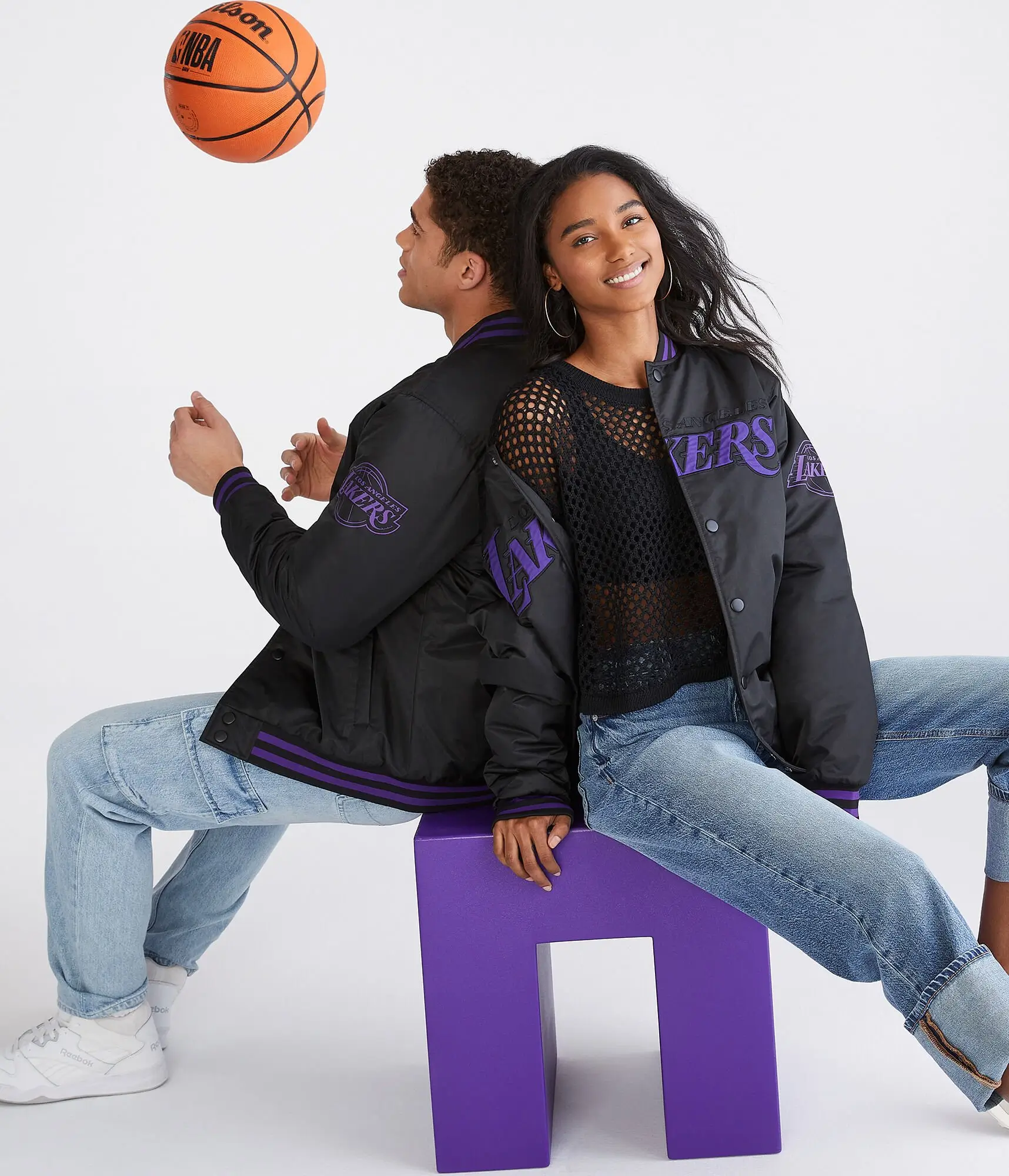 Los Angeles Lakers Letterman Bomber Black Polyester Varsity Jacket - Image 5