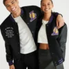 Los Angeles Lakers Letterman Couple Black Satin Varsity Jacket