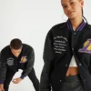Los Angeles Lakers Letterman Couple Black Satin Varsity Jacket