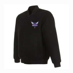 Charlotte Hornets Black Full Wool One Color Varsity Jacket