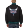 Charlotte Hornets Buzz City Black Full Wool One Color Varsity Jacket - Image 2