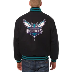 Alternative view of Charlotte Hornets Buzz City Black Full Wool One Color Varsity Jacket
