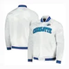 Charlotte Hornets Throwback Wordmark White Varsity Jacket - Image 3