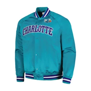 Charlotte Hornets Throwback Wordmark Classics Satin Varsity Jacket