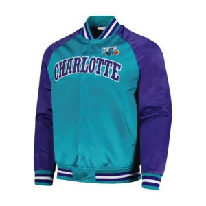 Charlotte Hornets Double Clutch Satin Varsity Jacket