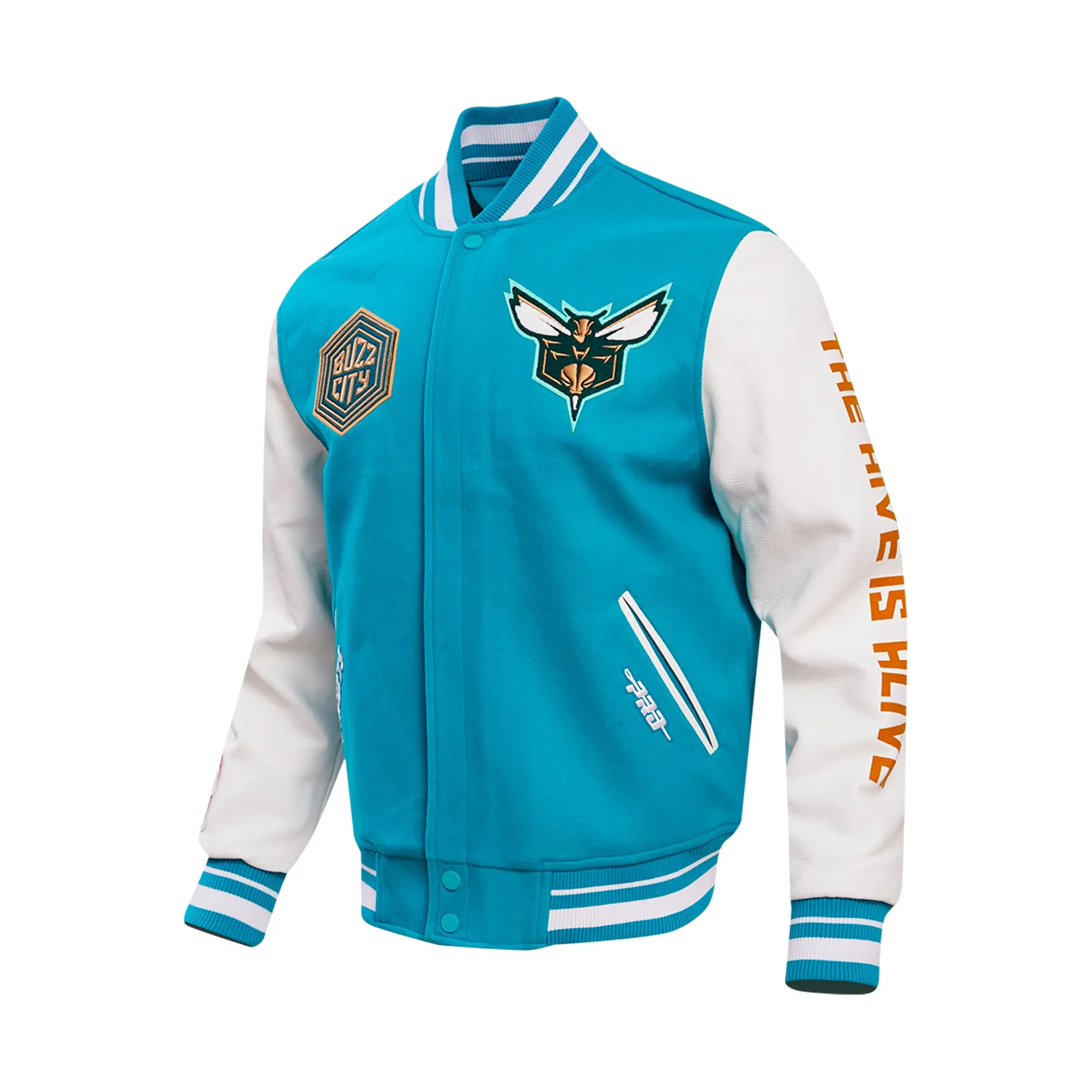 Charlotte Hornets 2023/24 City Edition Wool & Leather Varsity Jacket - Image 3